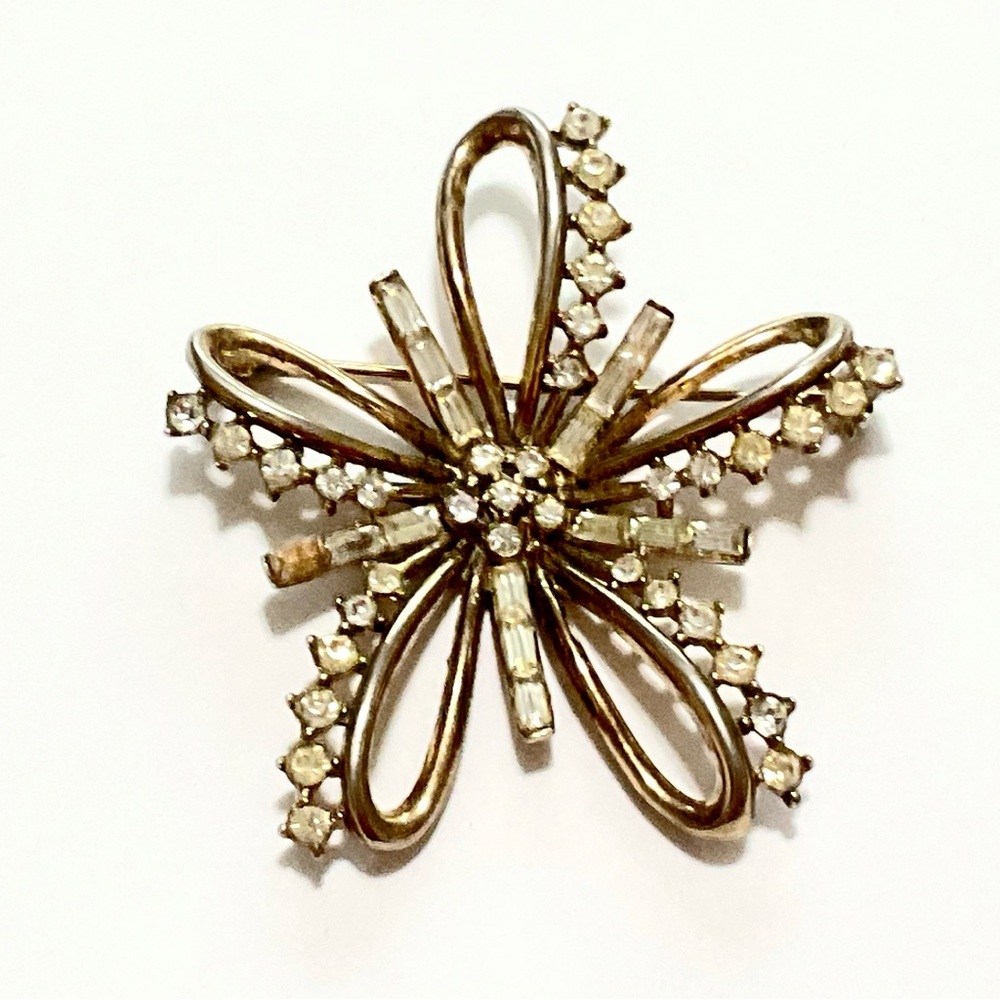 Vintage Crown Trifari Rhinestone Brooch - Before 1955